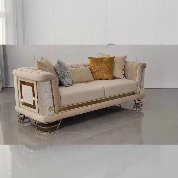 Valencia Modern Living Room Sofa with Gold Legs - Image 4